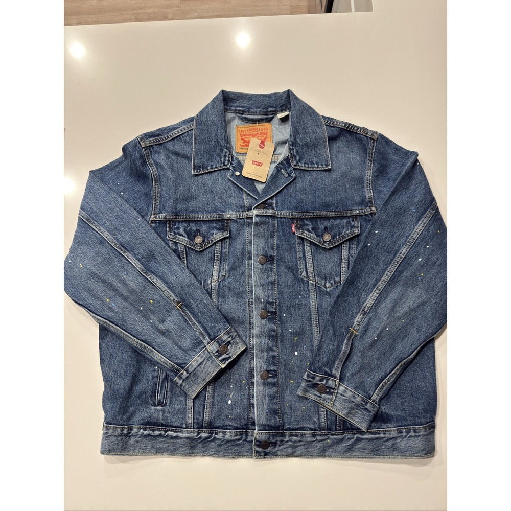 Levi's Vintage Trucker Jacket Mens XL Denim Bomber Harrington Blue